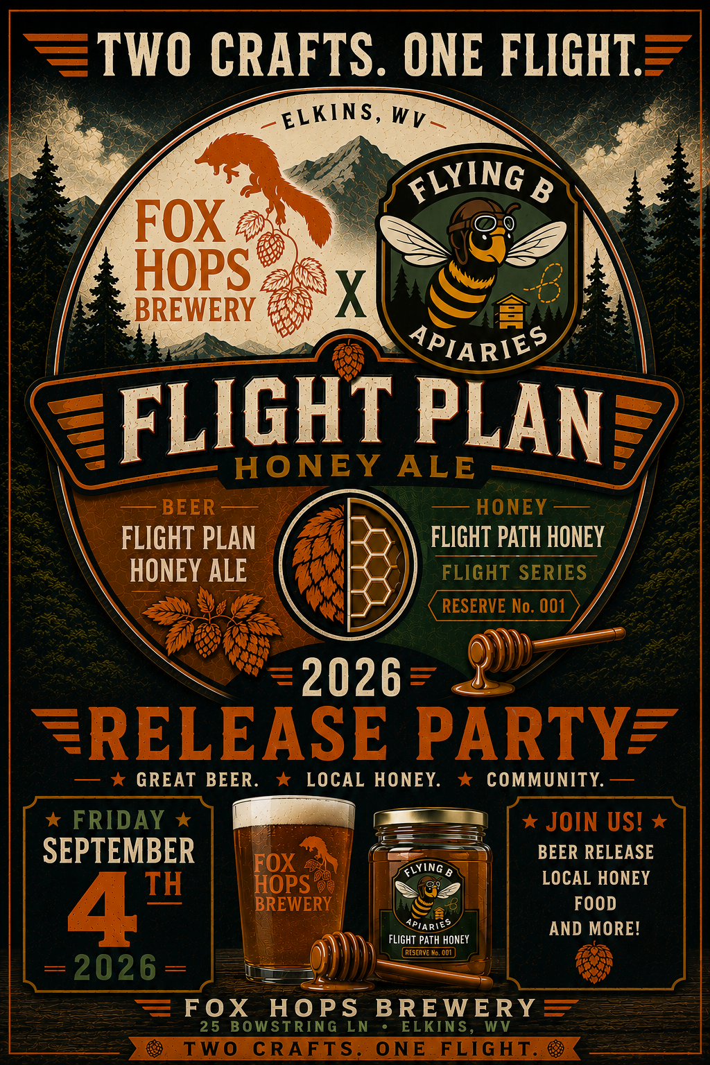 Flight Plan Honey Ale — 2026 Release Party, September 4th at Fox Hops Brewery